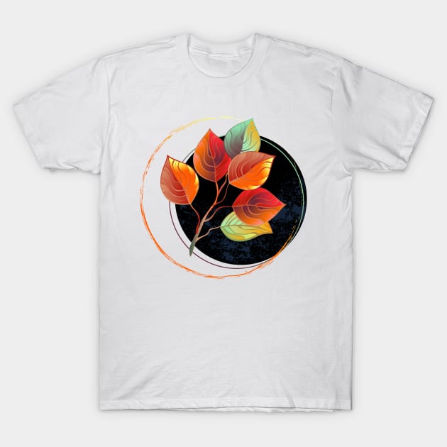 Red leaves branch T-Shirt by Blackmoon9